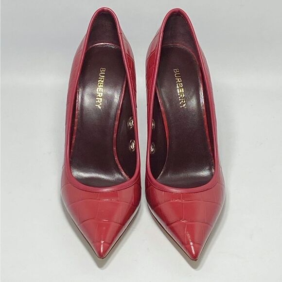 Burberry Aubri 100 Croc-Embossed Leather Pumps size 37 - Picture 4 of 15